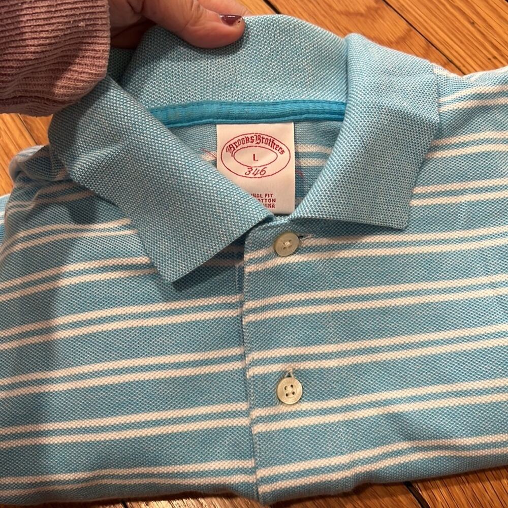 2 (two) vintage brooks brothers 346 striped polos size large, regular fit - Picture 9 of 11